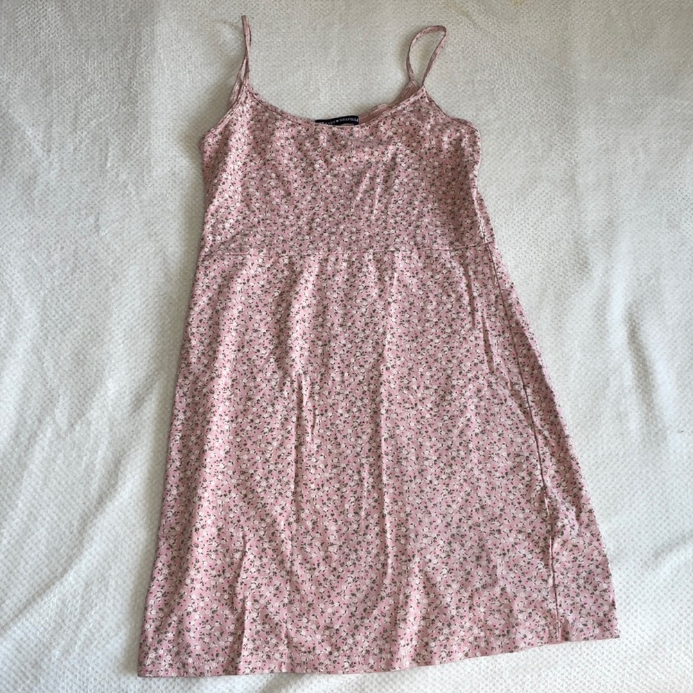 Brandy Melville pink floral stretchy mini dress